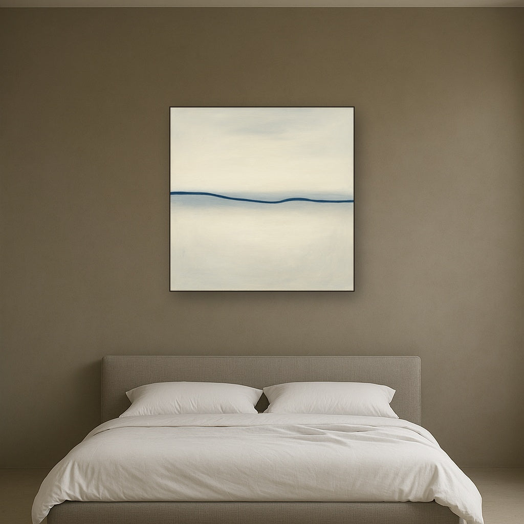 Minimalist Continuous Line Horizon in Deep Indigo No. 6 Fine Art Oil Painting - View 3