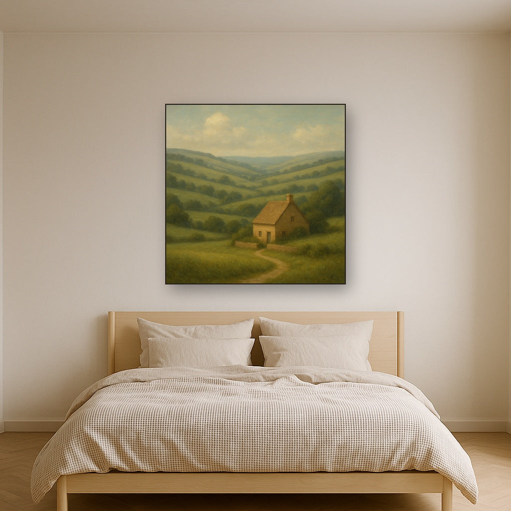 Rolling Cotswold Hills & Stone Cottage No. 3 Oil Painting - View 3