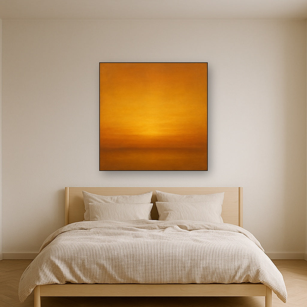 Warm Amber & Raw Sienna Sunset Meditation No. 2 Oil Painting - View 3