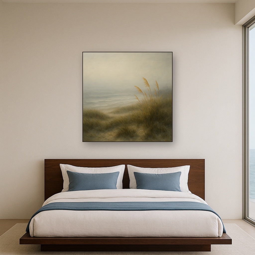 Ethereal Coastal Sea Fog over Silent Dunes No. 8 Fine Art Oil Painting - View 3