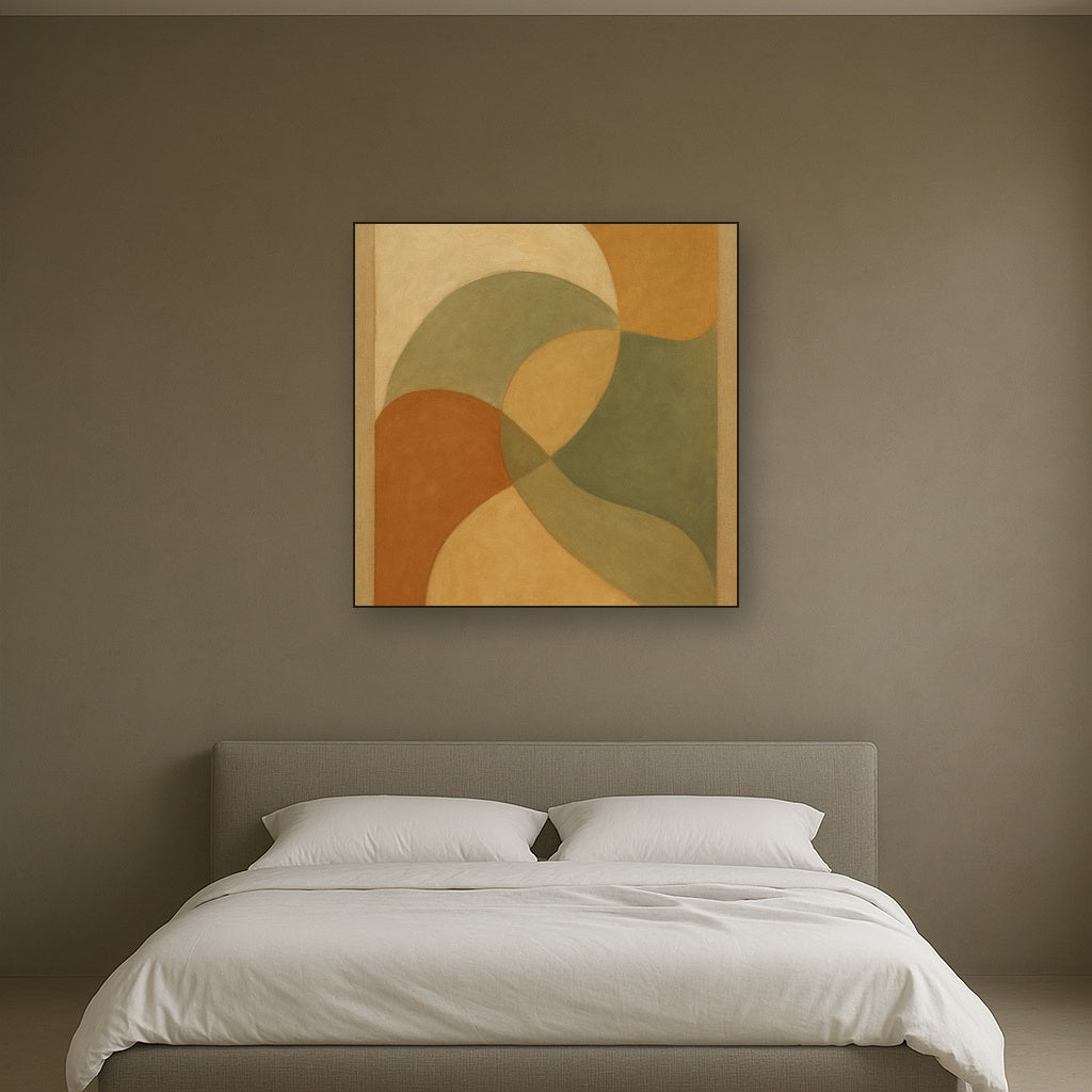 Organic Curved Shapes in Neutral Earth Pigments No. 6 Fine Art Oil Painting - View 3