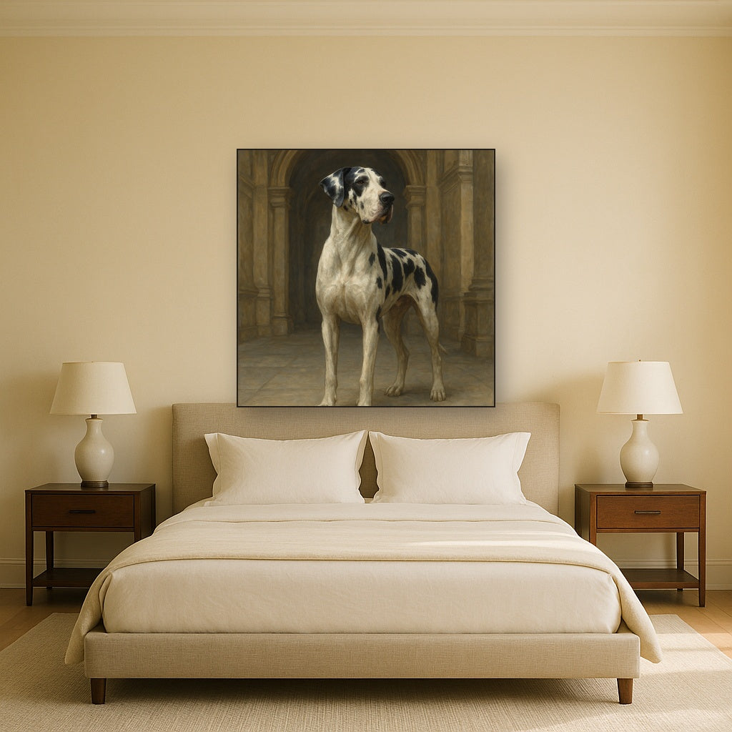 Regal Great Dane in Grand Architectural Hall No. 10 Fine Art Oil Painting - View 3
