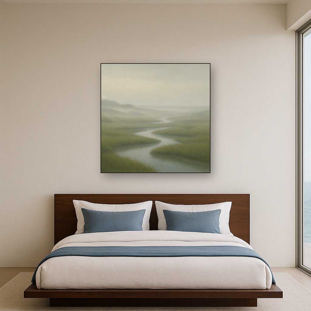 Morning Fog over Cape Cod Tidal Marsh No. 8 Oil Painting - View 3
