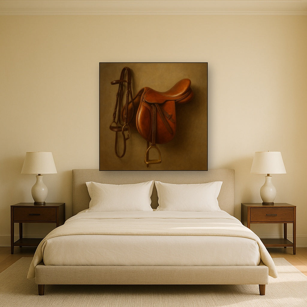 Vintage Bridle & Polished Leather Saddle No. 4 Oil Painting - View 3