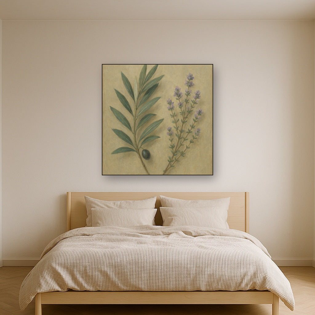 Olive Branches & Wild Thyme Botanical Study No. 13 Fine Art Oil Painting - View 3