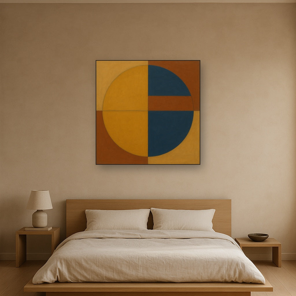 Bauhaus Quadrant Harmony in Primary Earth Tones No. 9 Oil Painting - View 3