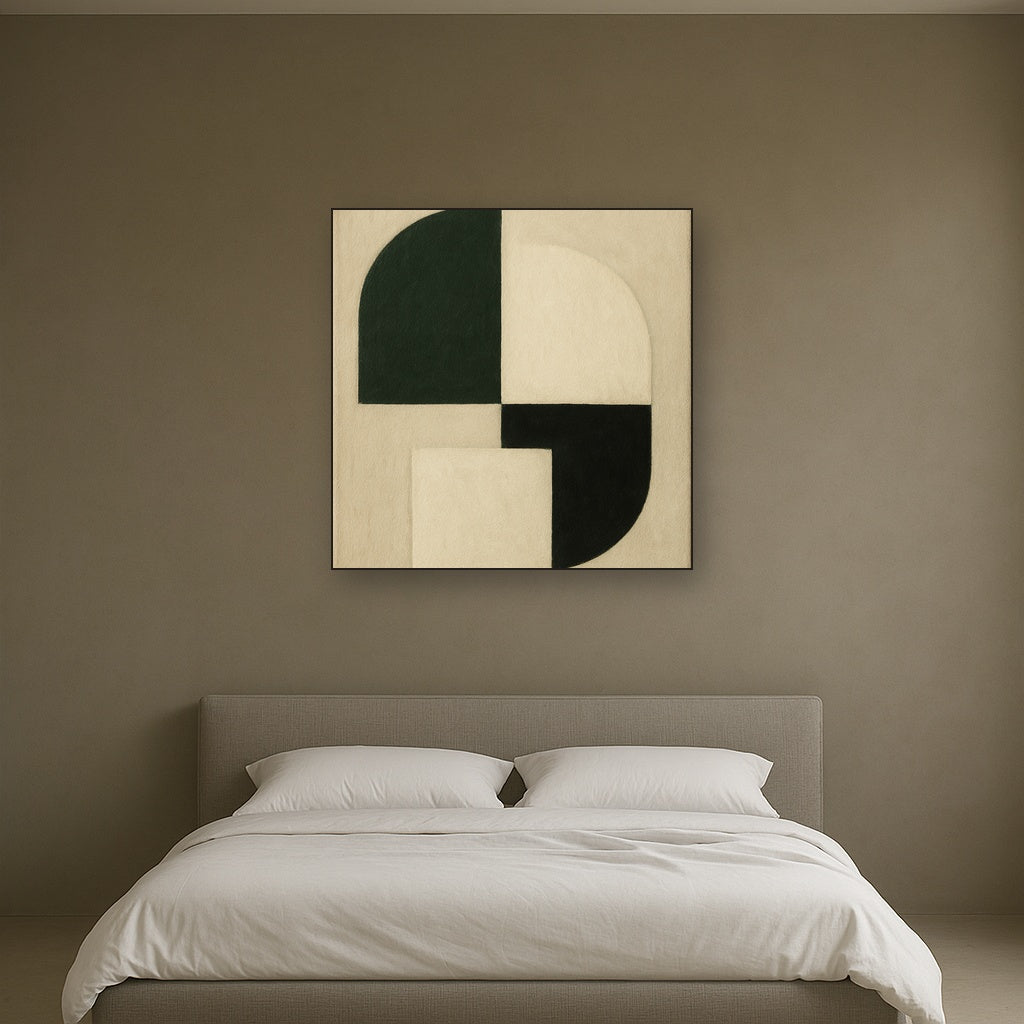 Forest Emerald & Chalk Interlock No. 6 - Modern Fine Art Oil Painting - View 3