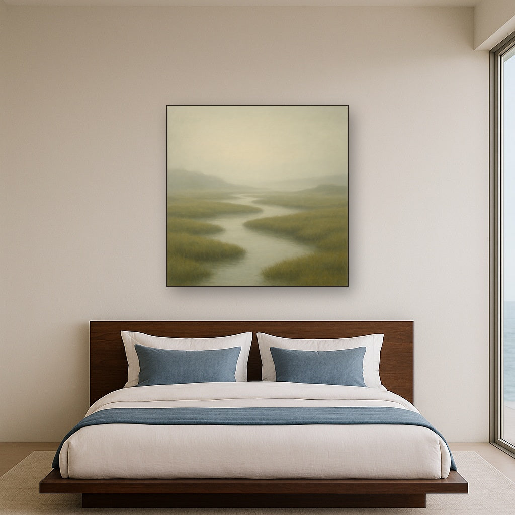 Morning Fog over Cape Cod Tidal Marsh No. 18 Oil Painting - View 3