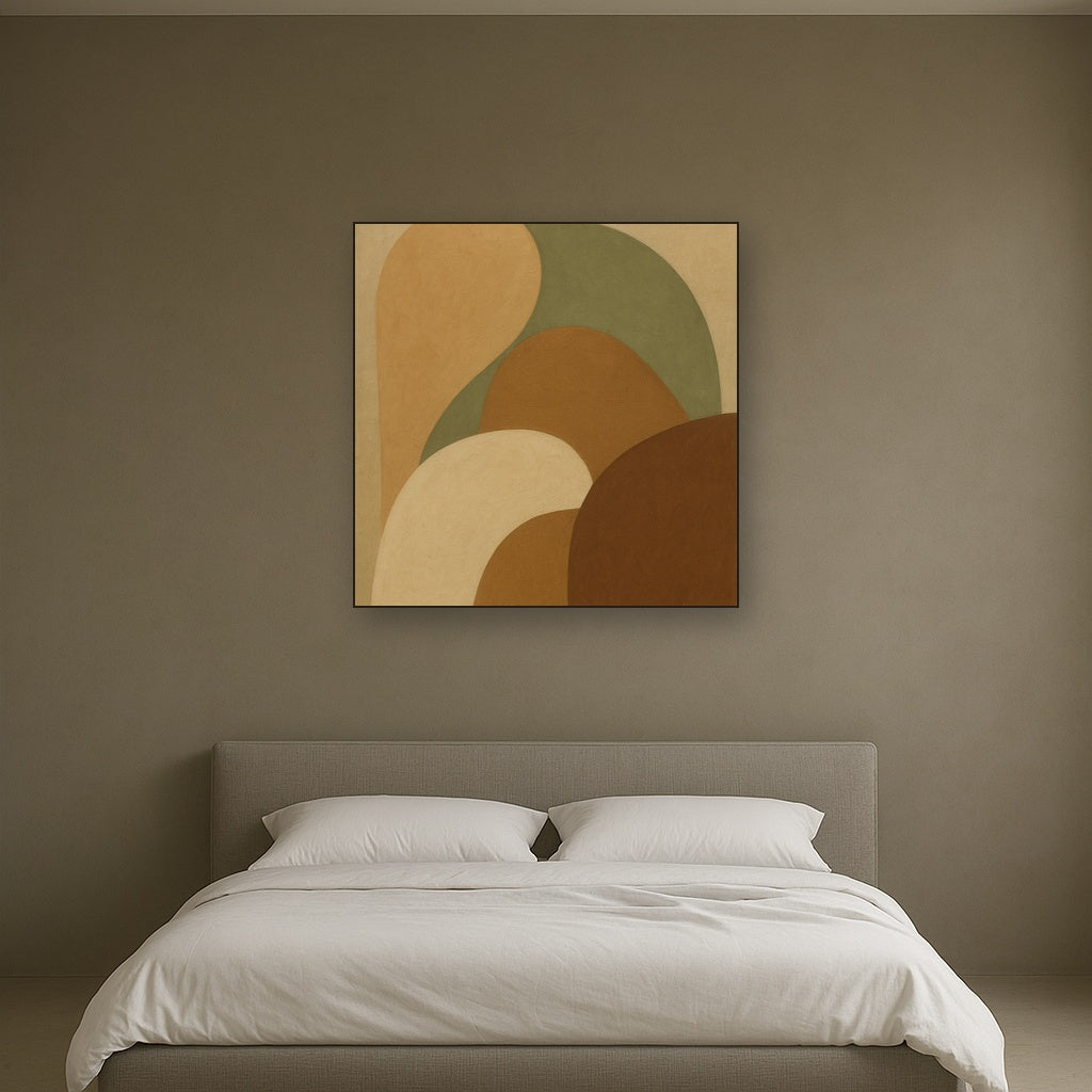Organic Curved Shapes in Neutral Earth Pigments No. 14 Fine Art Oil Painting - View 3