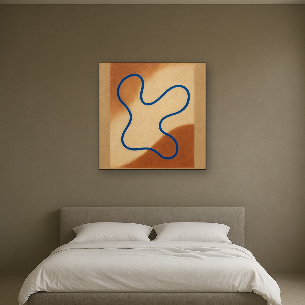 Cobalt Blue & Pale Oat Contour No. 8 - Modern Fine Art Oil Painting - View 3