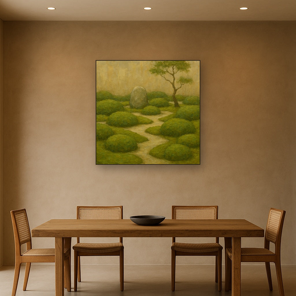 Kyoto Moss Garden Minimalist Oil Painting - View 4