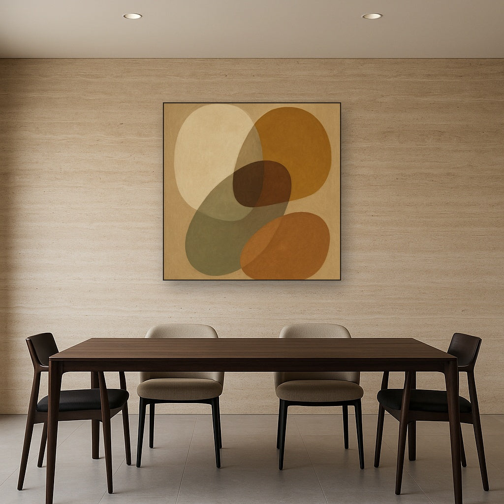 Organic Curved Shapes in Neutral Earth Pigments No. 15 Fine Art Oil Painting - View 4