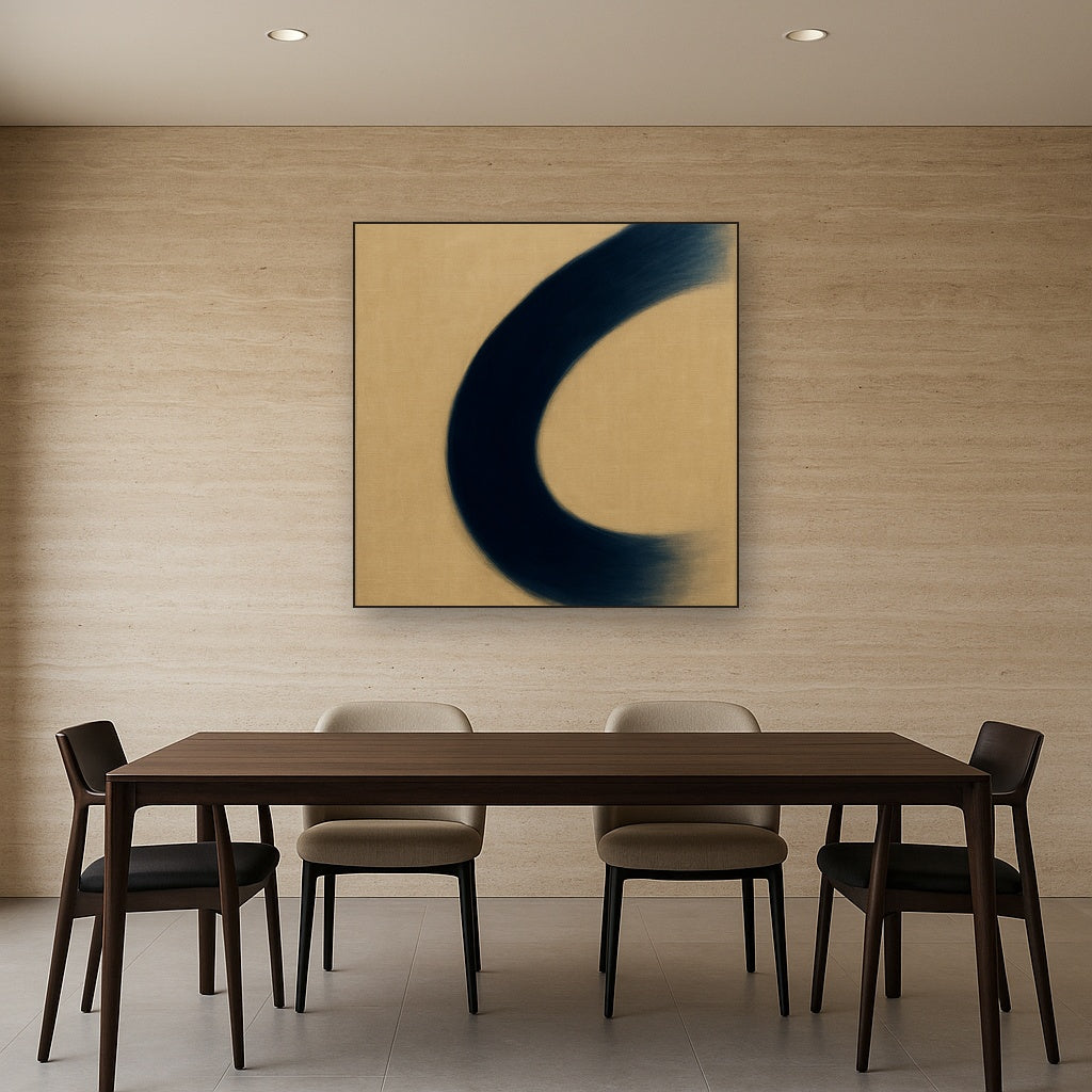 Navy Indigo & Warm Sand Sweep No. 2 - Modern Fine Art Oil Painting - View 4