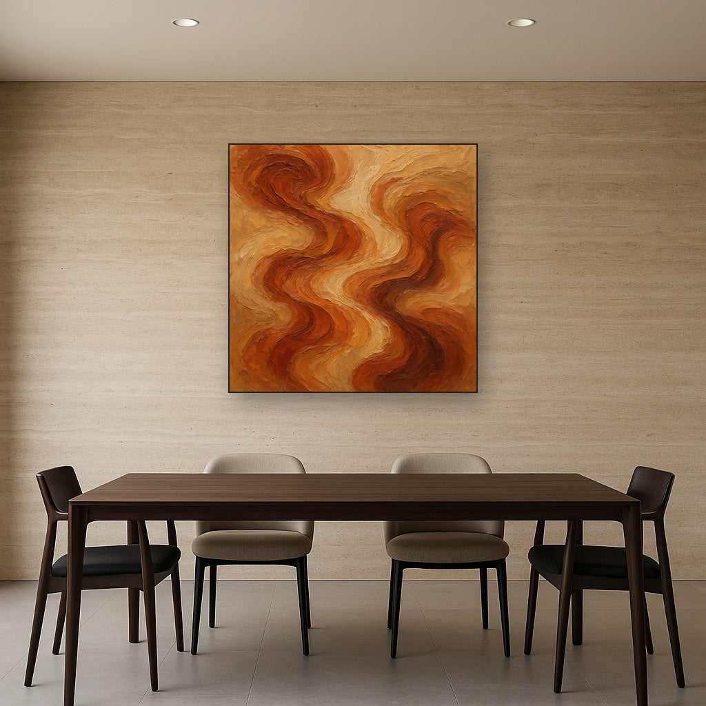 Sienna Drift Modern Abstract Oil Painting - View 4