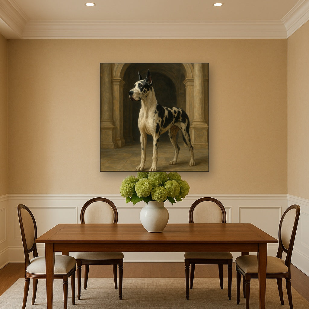 Regal Great Dane in Grand Architectural Hall No. 9 Fine Art Oil Painting - View 4