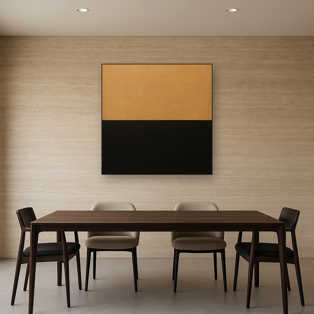 Onyx & Warm Biscuit Horizon No. 9 - Modern Fine Art Oil Painting - View 4