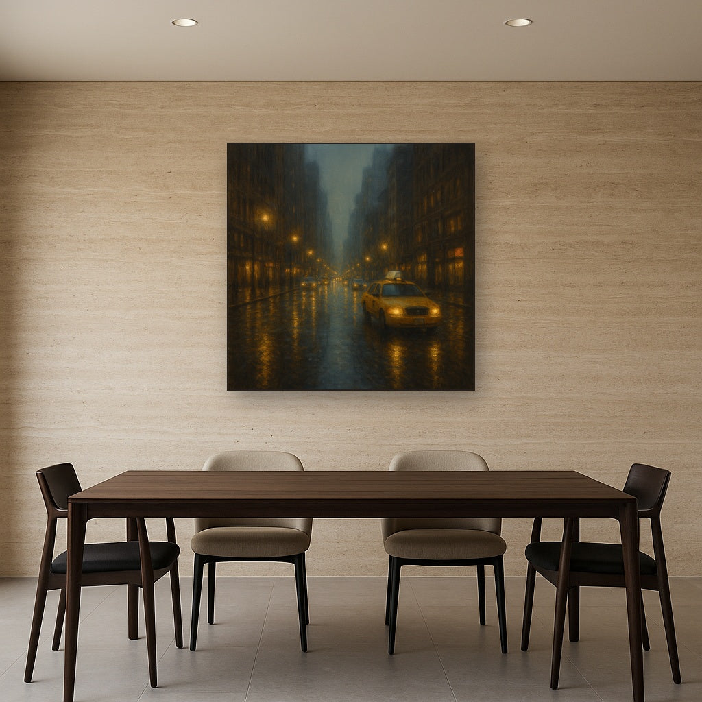 Rain-Drenched Manhattan Avenue Lights No. 19 Oil Painting - View 4