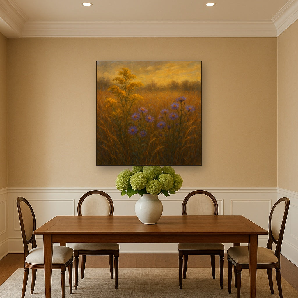 Goldenrod & Autumn Asters in Rustic Meadow No. 14 Fine Art Oil Painting - View 4