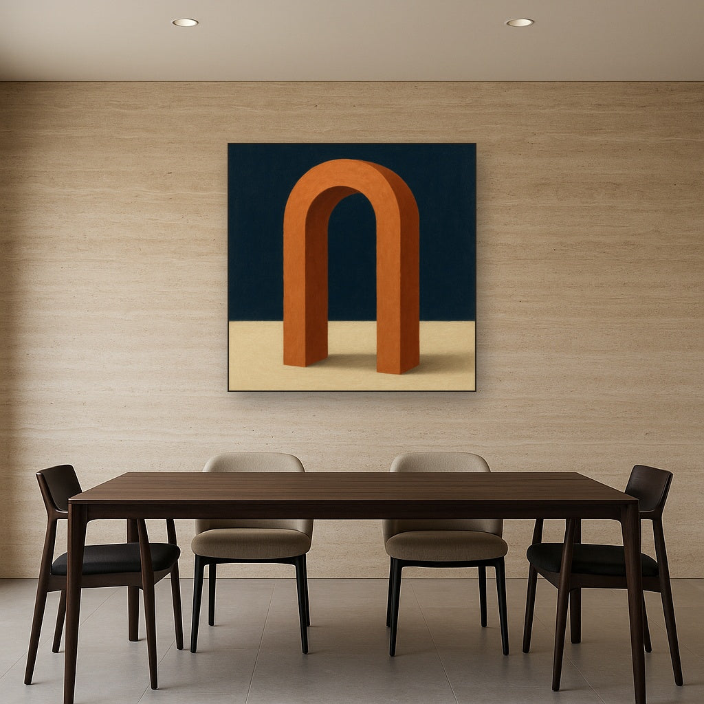 Terracotta Clay & Cream Arch No. 4 - Modern Fine Art Oil Painting - View 4