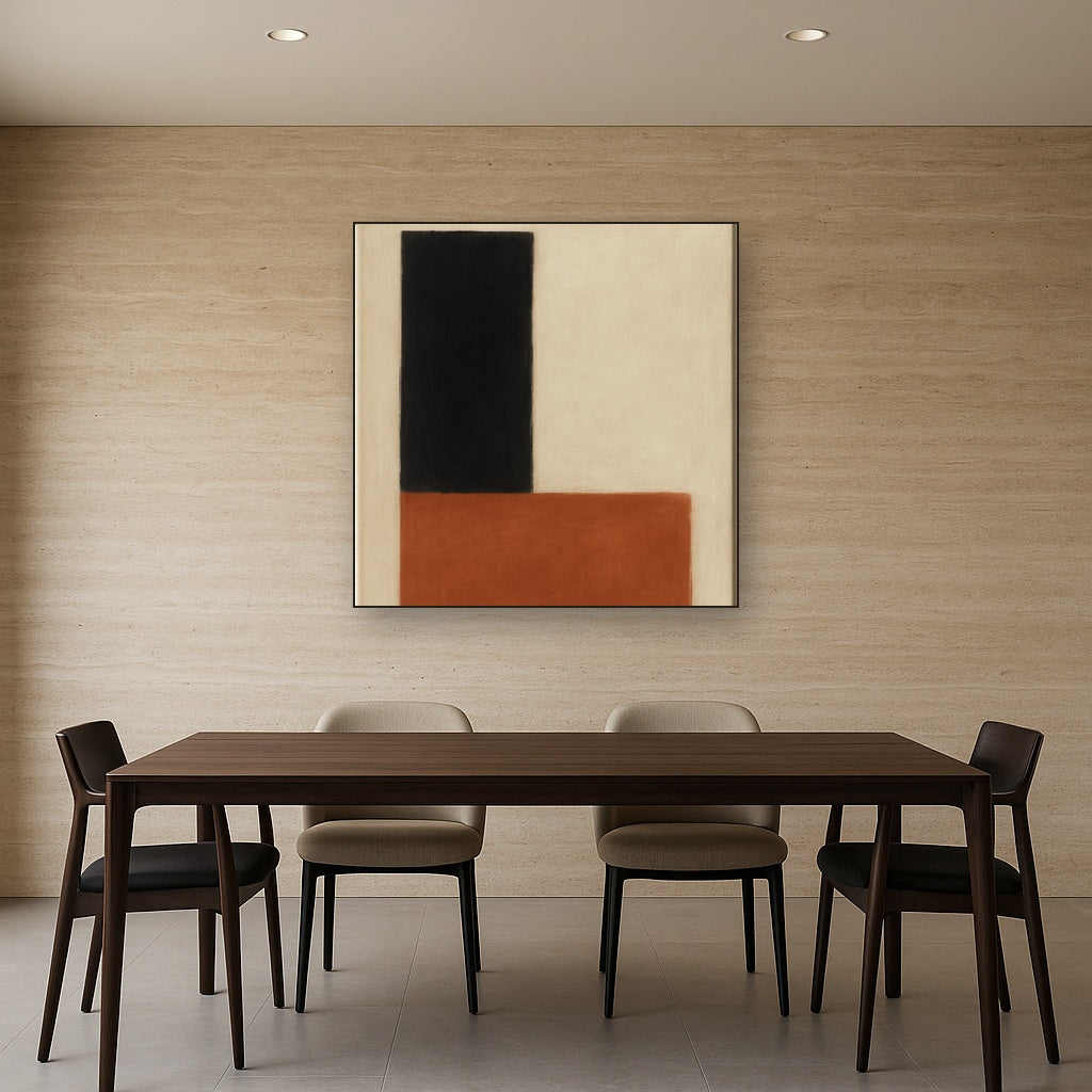 Deep Charcoal & Bone Monolith No. 1 - Modern Fine Art Oil Painting - View 4
