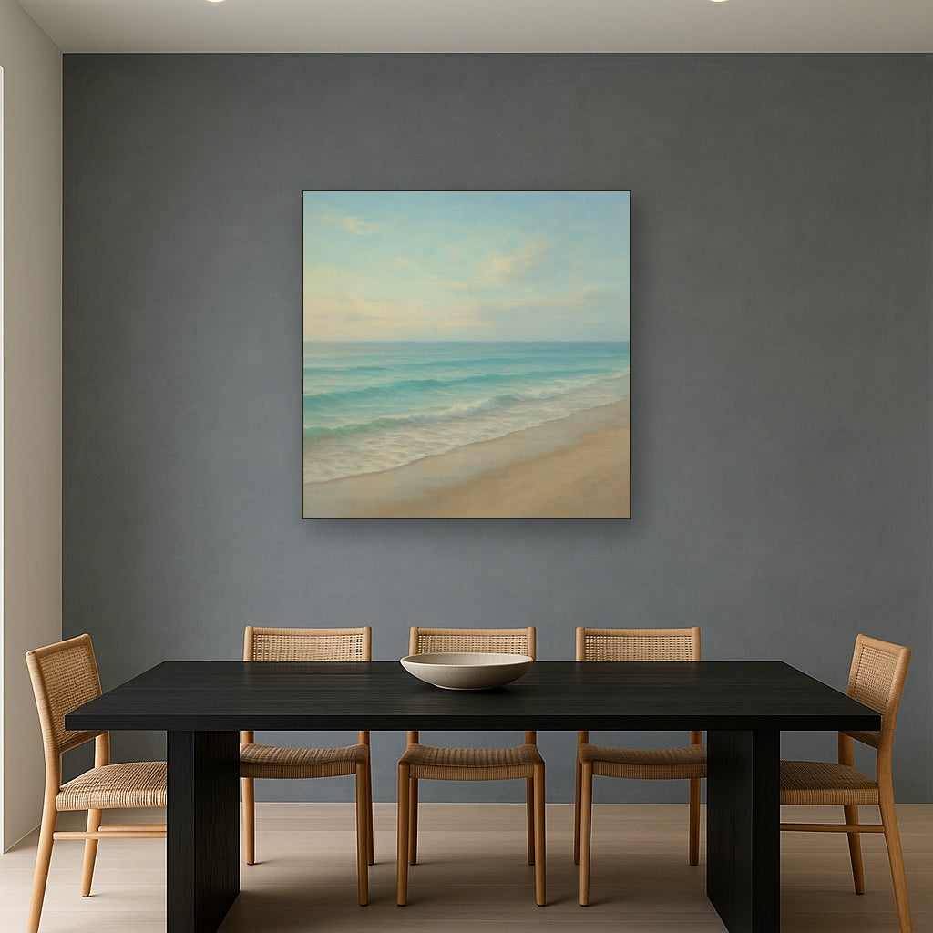 Tranquil Morning Tide over Soft Sand Beach No. 2 Fine Art Oil Painting - View 4