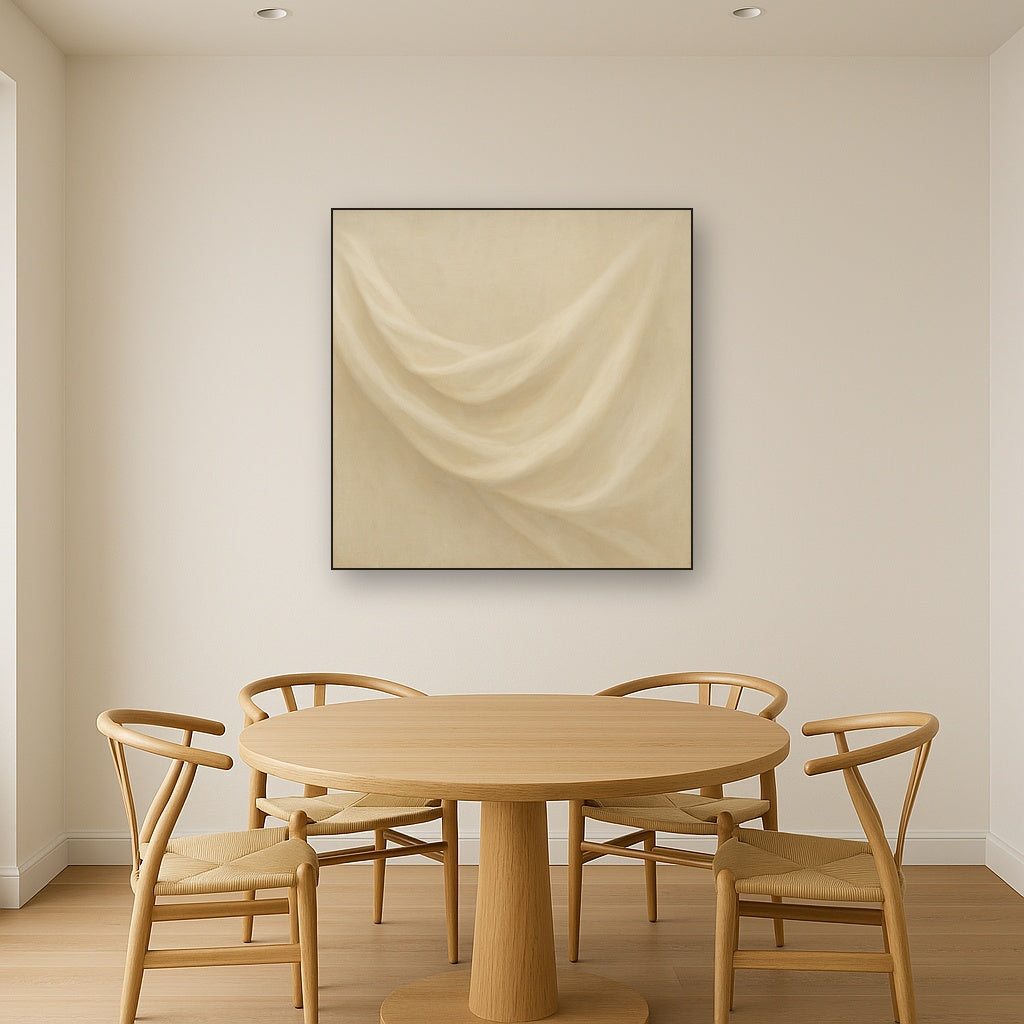 Alabaster Linen Texture Fold No. 4 - Modern Fine Art Oil Painting - View 4