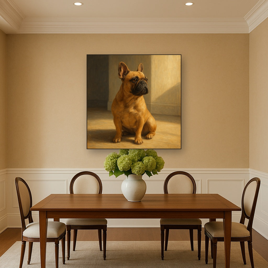 French Bulldog in Sunlit Minimalist Studio Fine Art Oil Painting - View 4