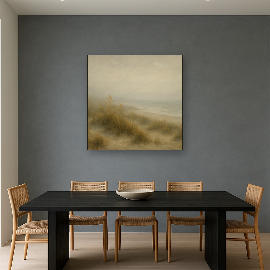 Ethereal Coastal Sea Fog over Silent Dunes No. 6 Fine Art Oil Painting - View 4