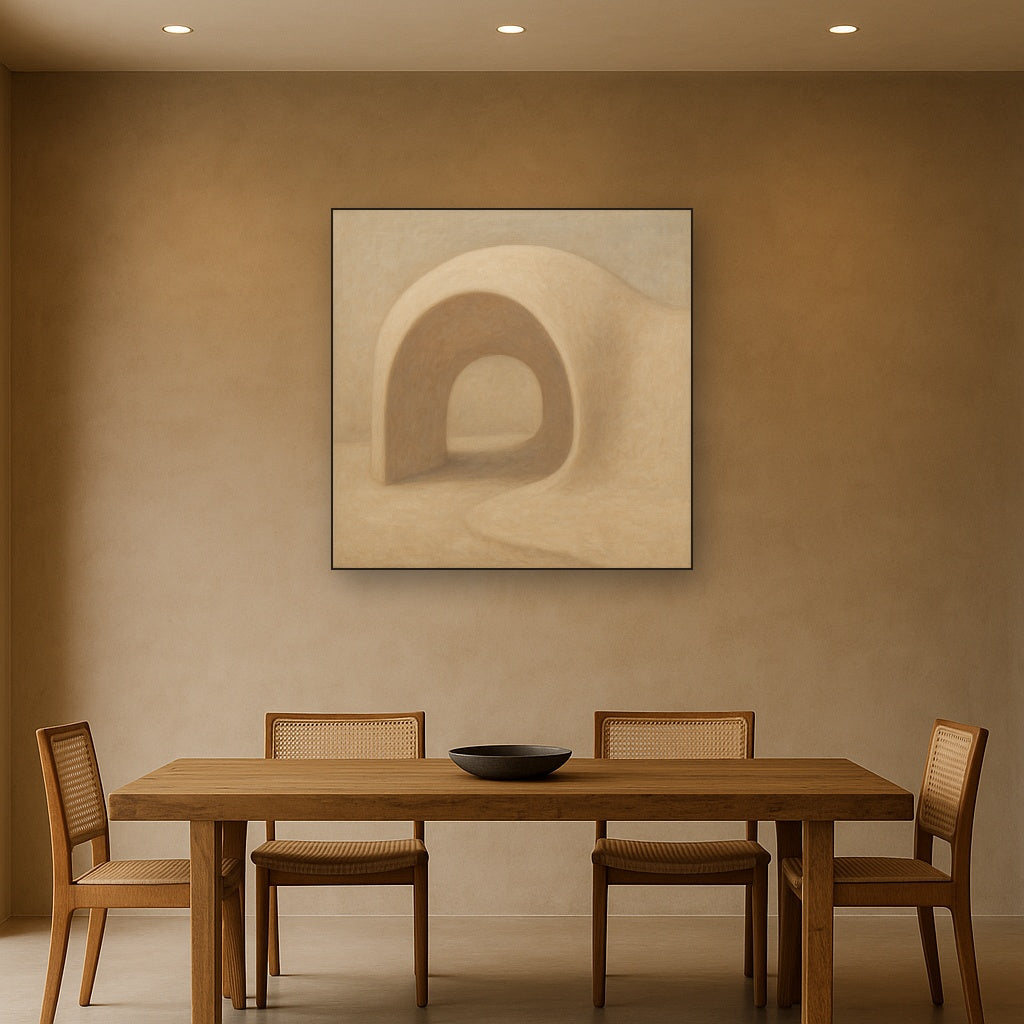 Soft Architectural Curve in Desert Bone Oil Painting - View 4