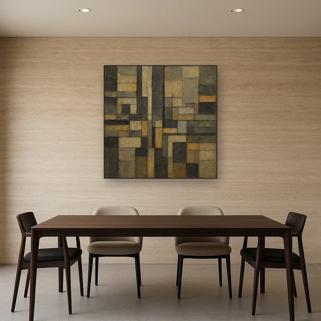 Urban Grid Modernist Abstract Oil Painting - View 4