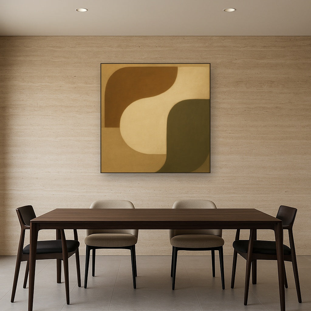 Minimalist Asymmetrical Balance in Raw Umber No. 16 Oil Painting - View 4