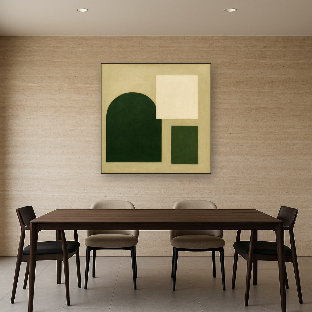 Forest Emerald & Chalk Interlock No. 6 - Modern Fine Art Oil Painting - View 4