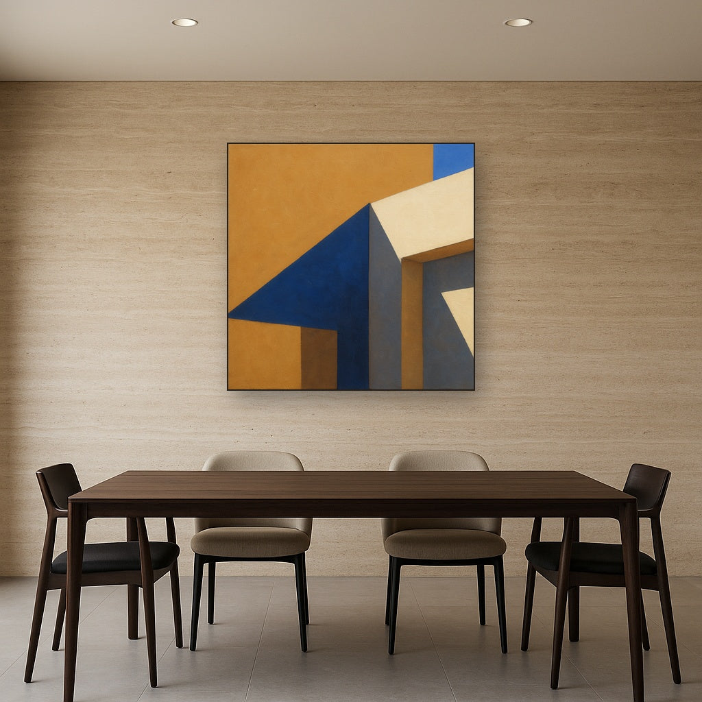 Sun & Shadow Architectural Facade Geometry No. 5 Fine Art Oil Painting - View 4