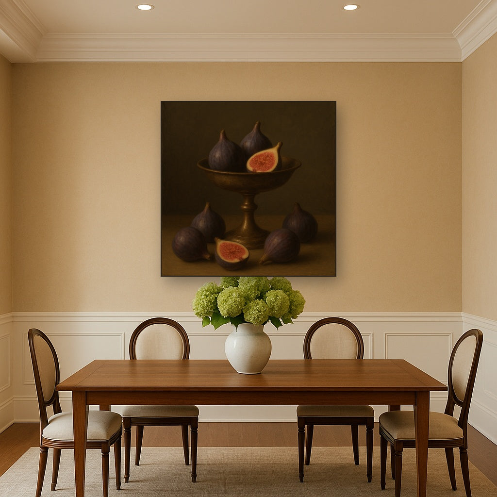 Ripe Figs & Bronze Compote Still Life No. 3 Oil Painting - View 4