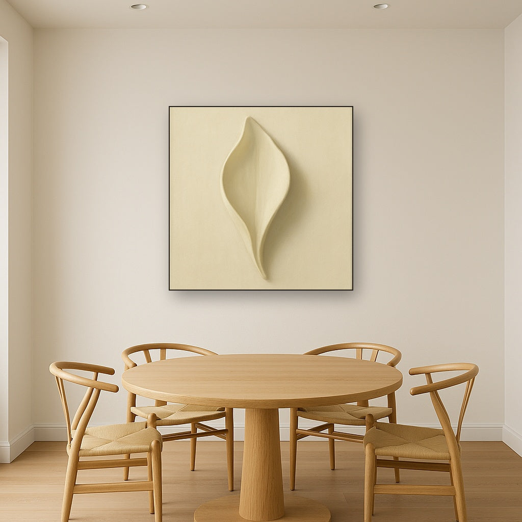 Sculpted Ivory Floral Contour No. 1 - Modern Fine Art Oil Painting - View 4