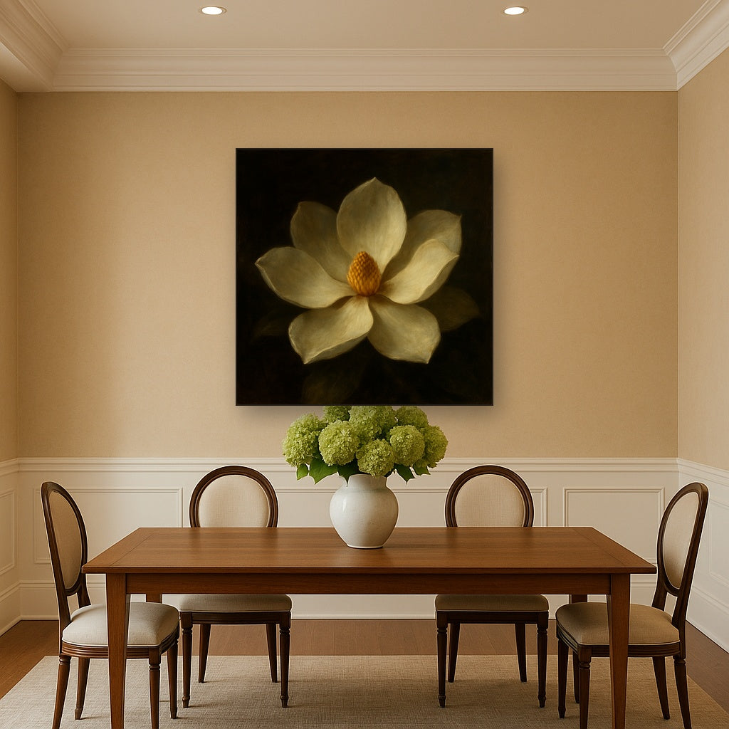 Magnolia Blossom in Quiet Chiaroscuro No. 11 Fine Art Oil Painting - View 4
