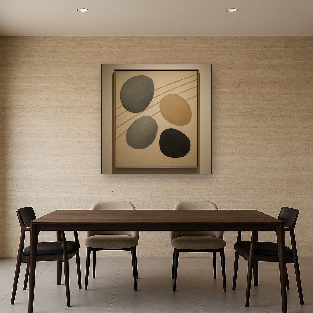Organic Pebble Contours & Slanted Lines Oil Painting - View 4