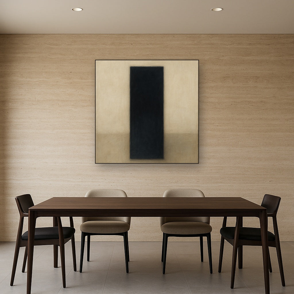 Deep Charcoal & Bone Monolith No. 1 - Modern Fine Art Oil Painting - View 4