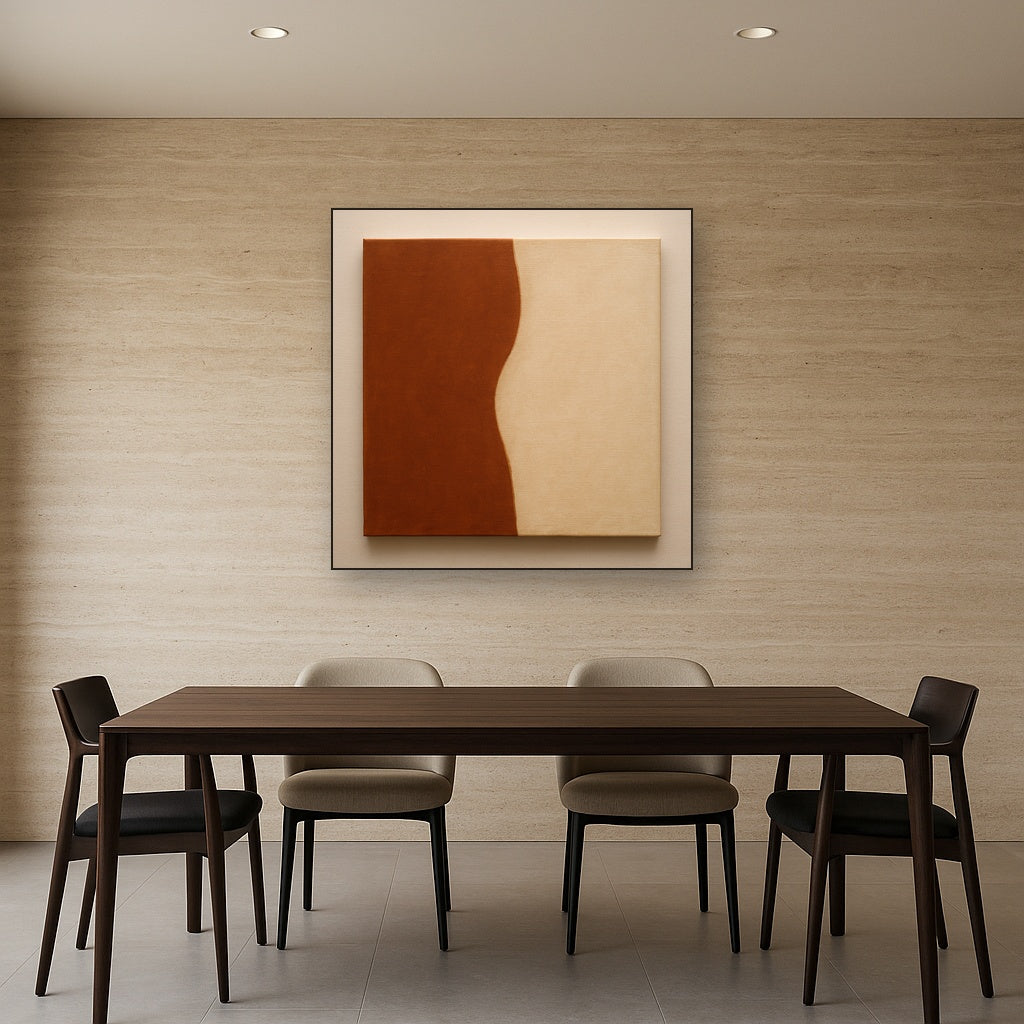 Burnt Umber & Greige Duet No. 7 - Modern Fine Art Oil Painting - View 4