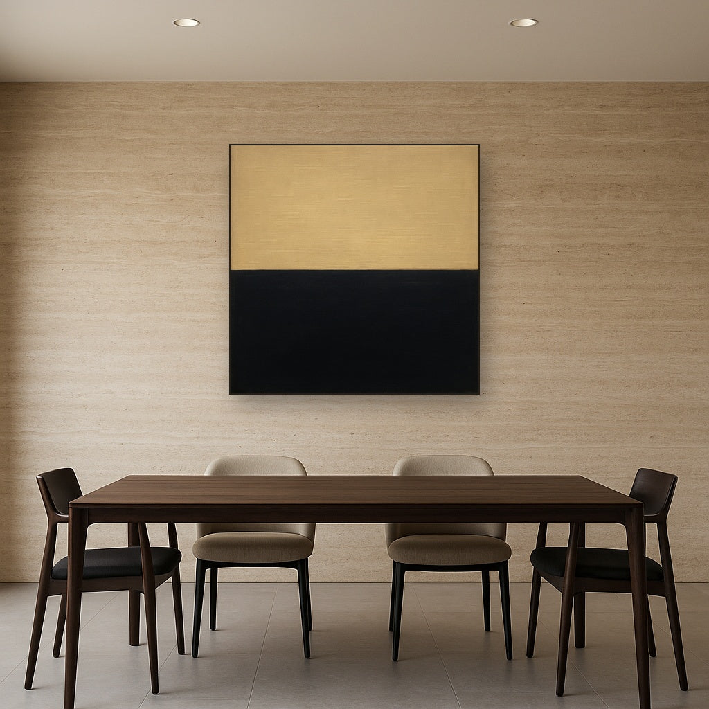 Onyx & Warm Biscuit Horizon No. 9 - Modern Fine Art Oil Painting - View 4