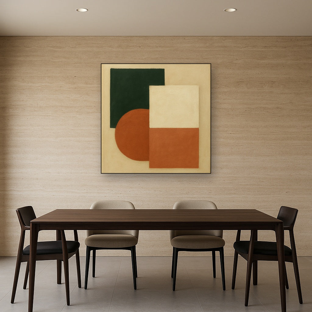 Forest Emerald & Chalk Interlock No. 6 - Modern Fine Art Oil Painting - View 4