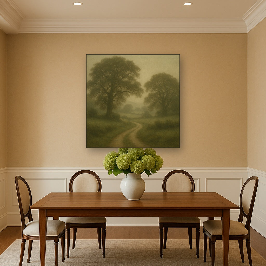 Misty English Countryside Lane No. 3 Oil Painting - View 4