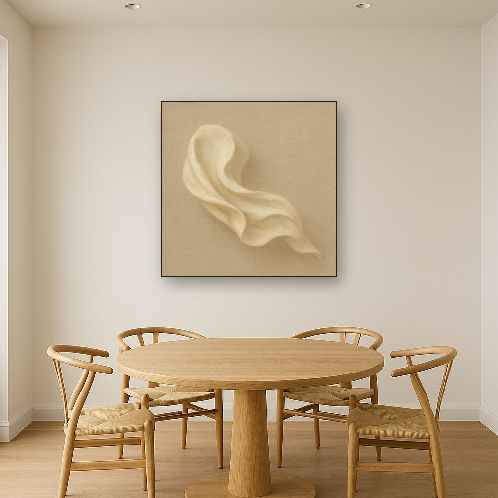 Alabaster Linen Texture Fold No. 4 - Modern Fine Art Oil Painting - View 4