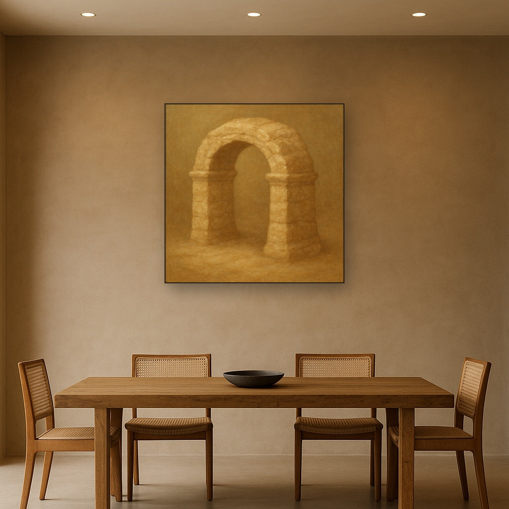 Travertine Stone Arch & Earth Tones No. 5 Oil Painting - View 4