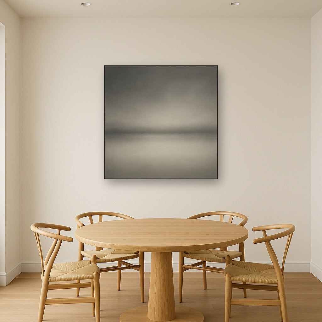 Monochrome Charcoal Drift & Soft Sfumato Horizon No. 2 Oil Painting - View 4