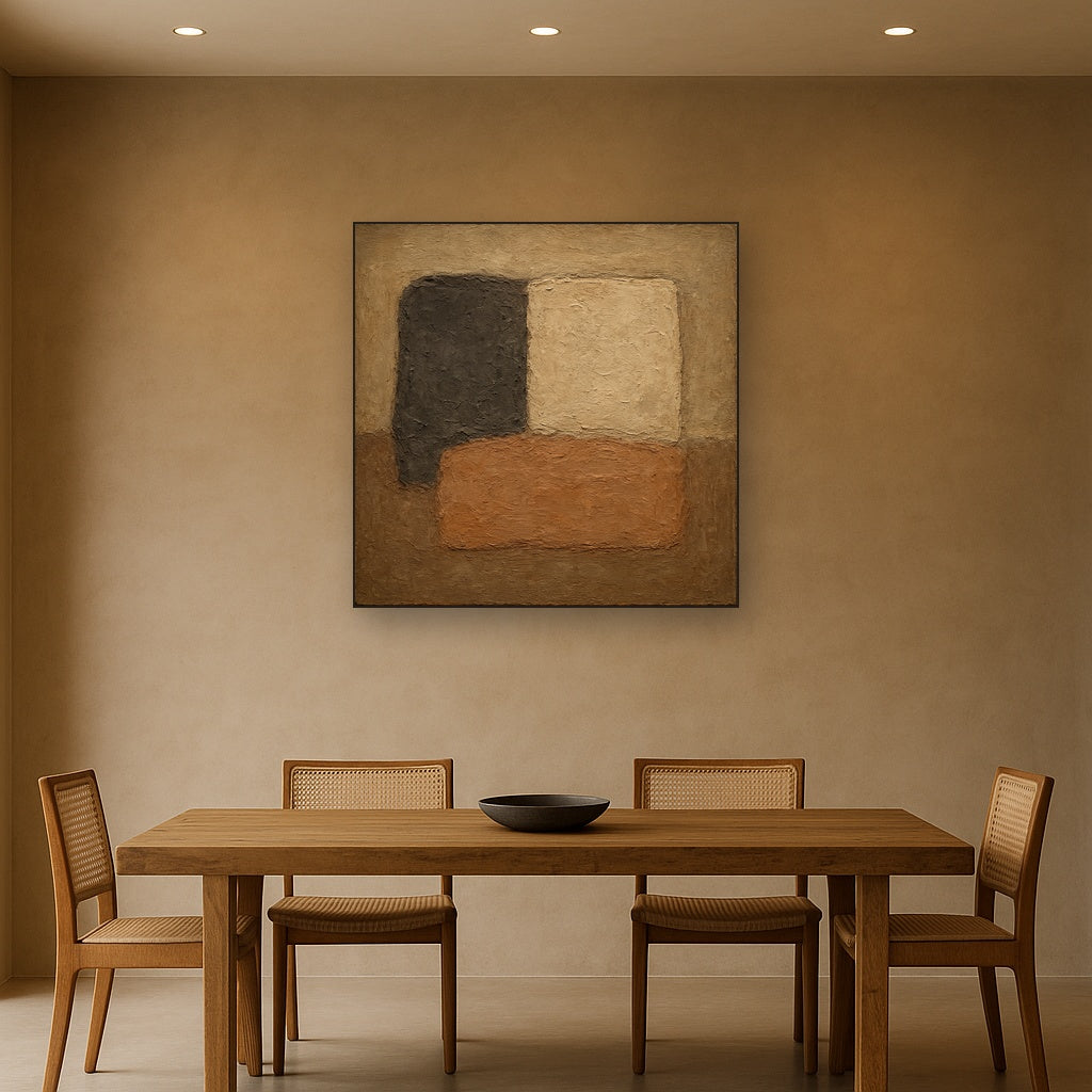 Mineral Ash and Clay Minimalist Wabi-Sabi Oil Painting - View 4