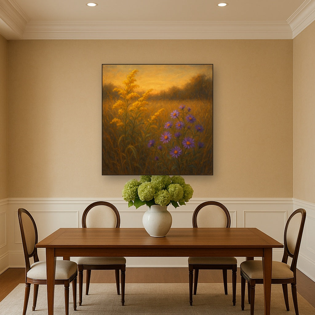 Goldenrod & Autumn Asters in Rustic Meadow No. 6 Fine Art Oil Painting - View 4