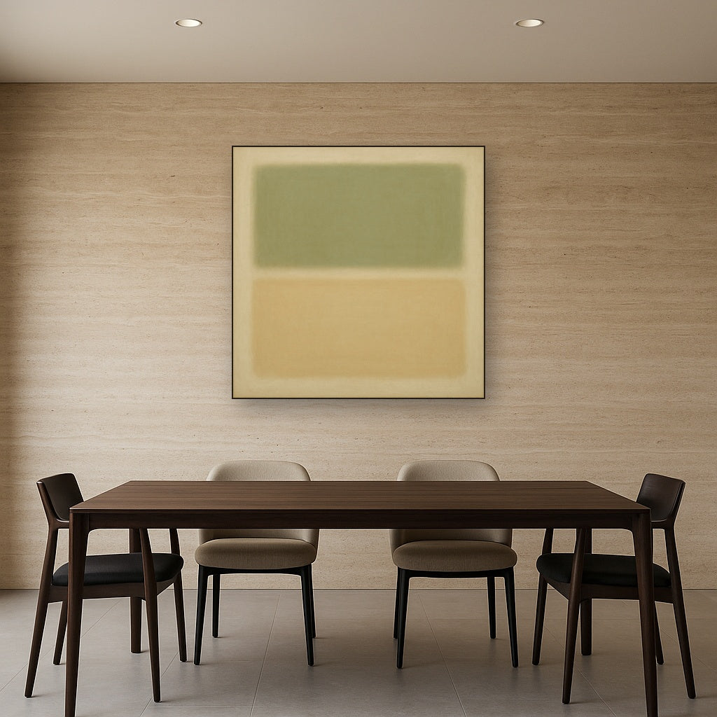 Sage Olive & Pale Sandstone Minimalist Harmony No. 29 Oil Painting - View 4