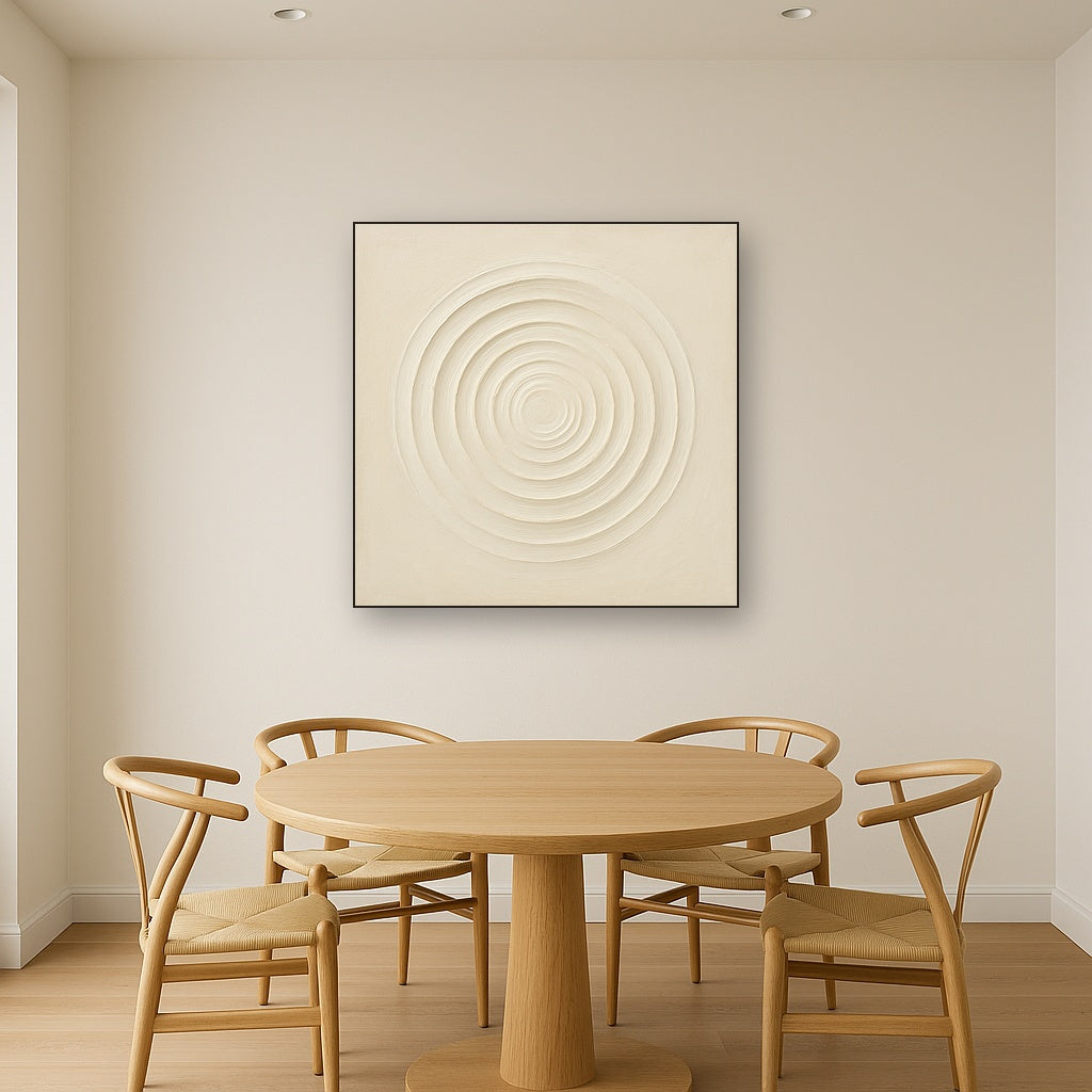 Concentric Zen Circles in Ivory No. 8 - Modern Fine Art Oil Painting - View 4