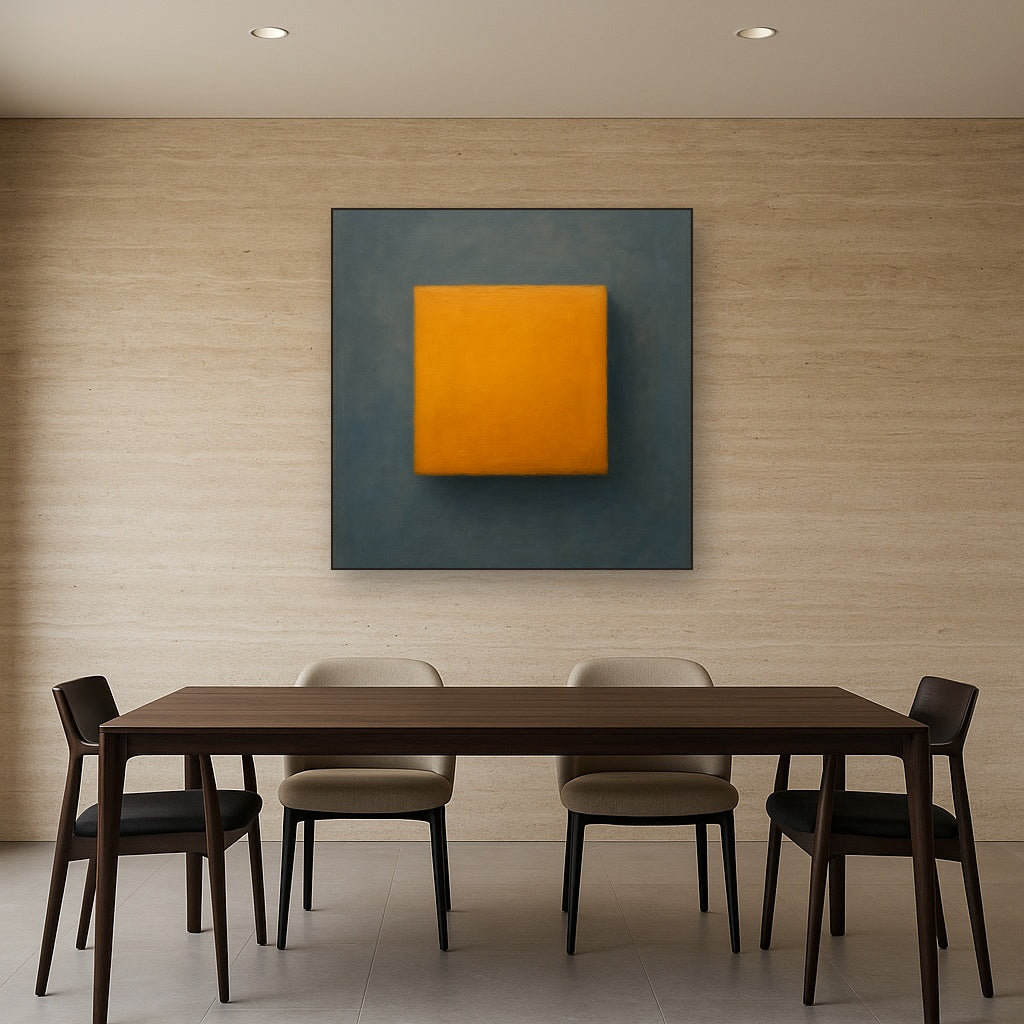 Cadmium Amber & Slate Grey Block No. 10 - Modern Fine Art Oil Painting - View 4